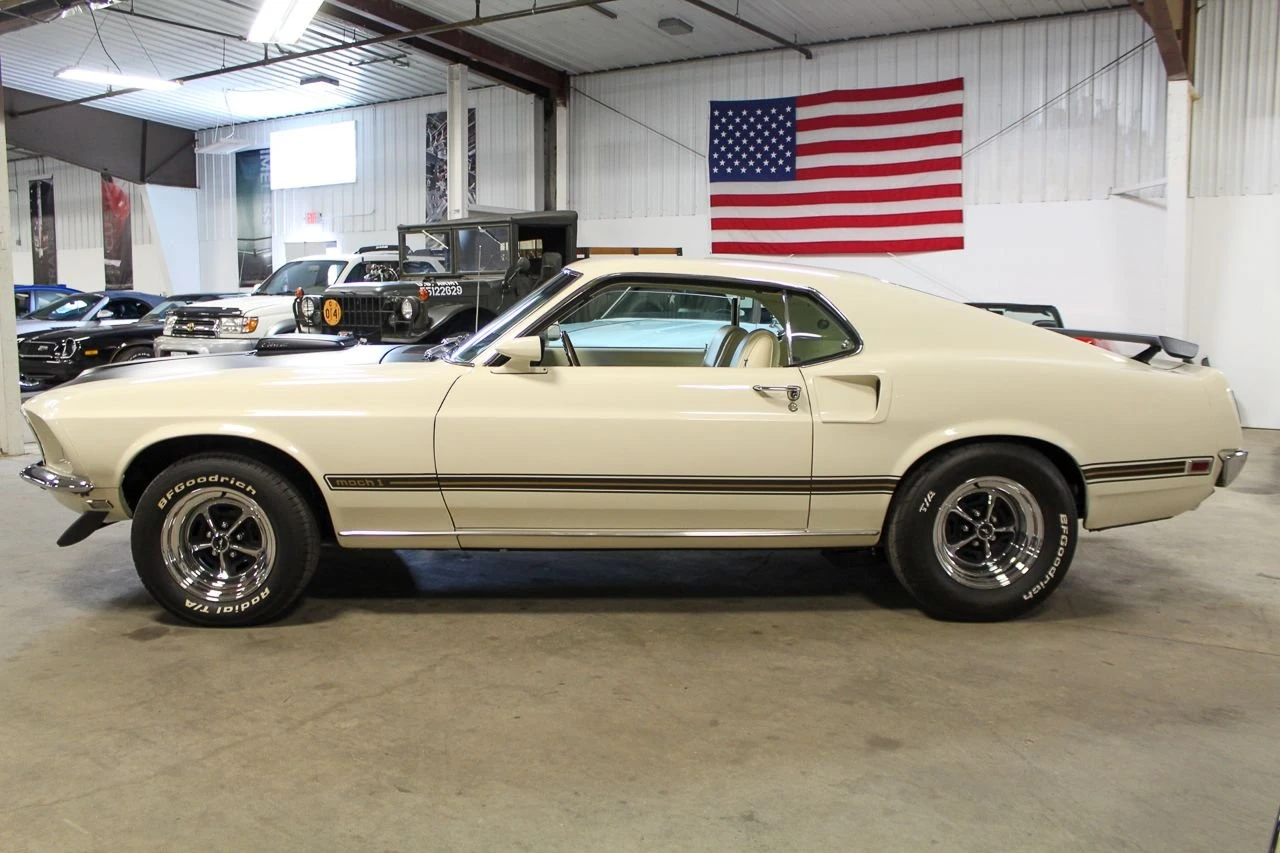 1969 Ford Mustang Mach 1 photographed in the showroom